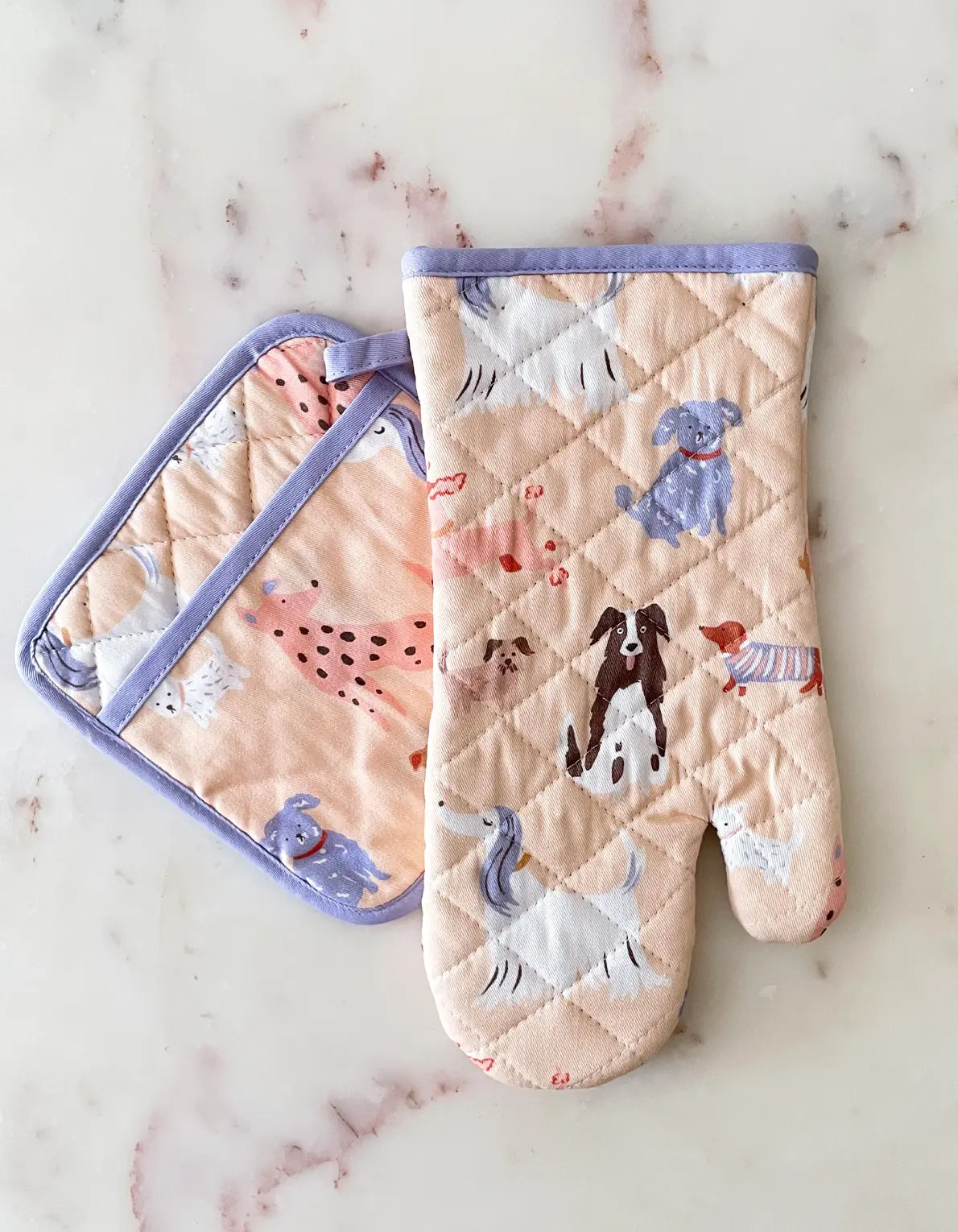 Dogs Oven Mitt + Pot Holder Set