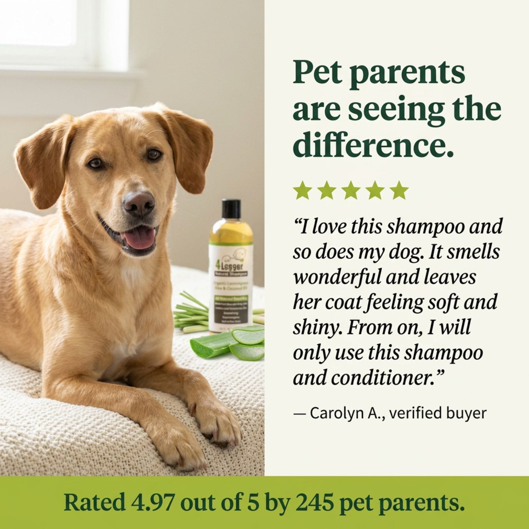 Organic Lemongrass & Aloe Hypoallergenic Dog Shampoo