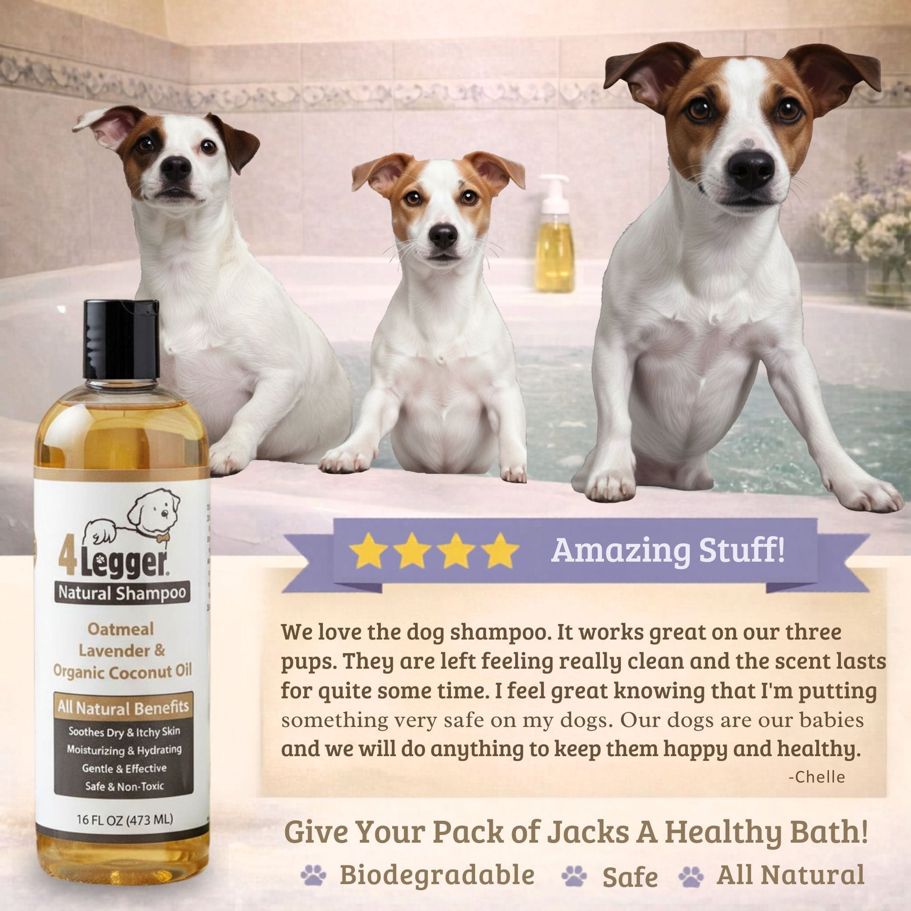 Organic Oatmeal Dog Shampoo with Lavender & Aloe for Itchy Skin