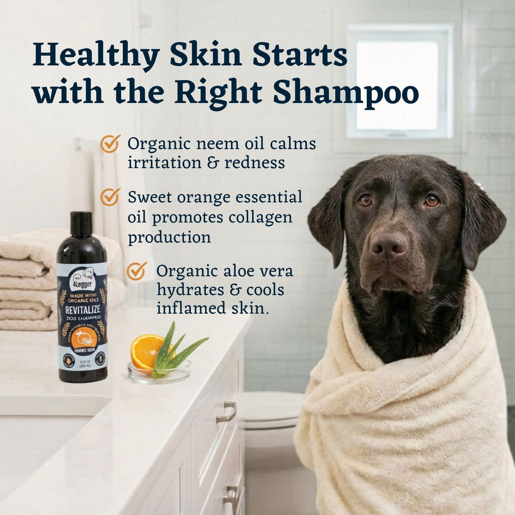 REVITALIZE - Organic Neem Dog Shampoo w/ Sweet Orange Essential Oil