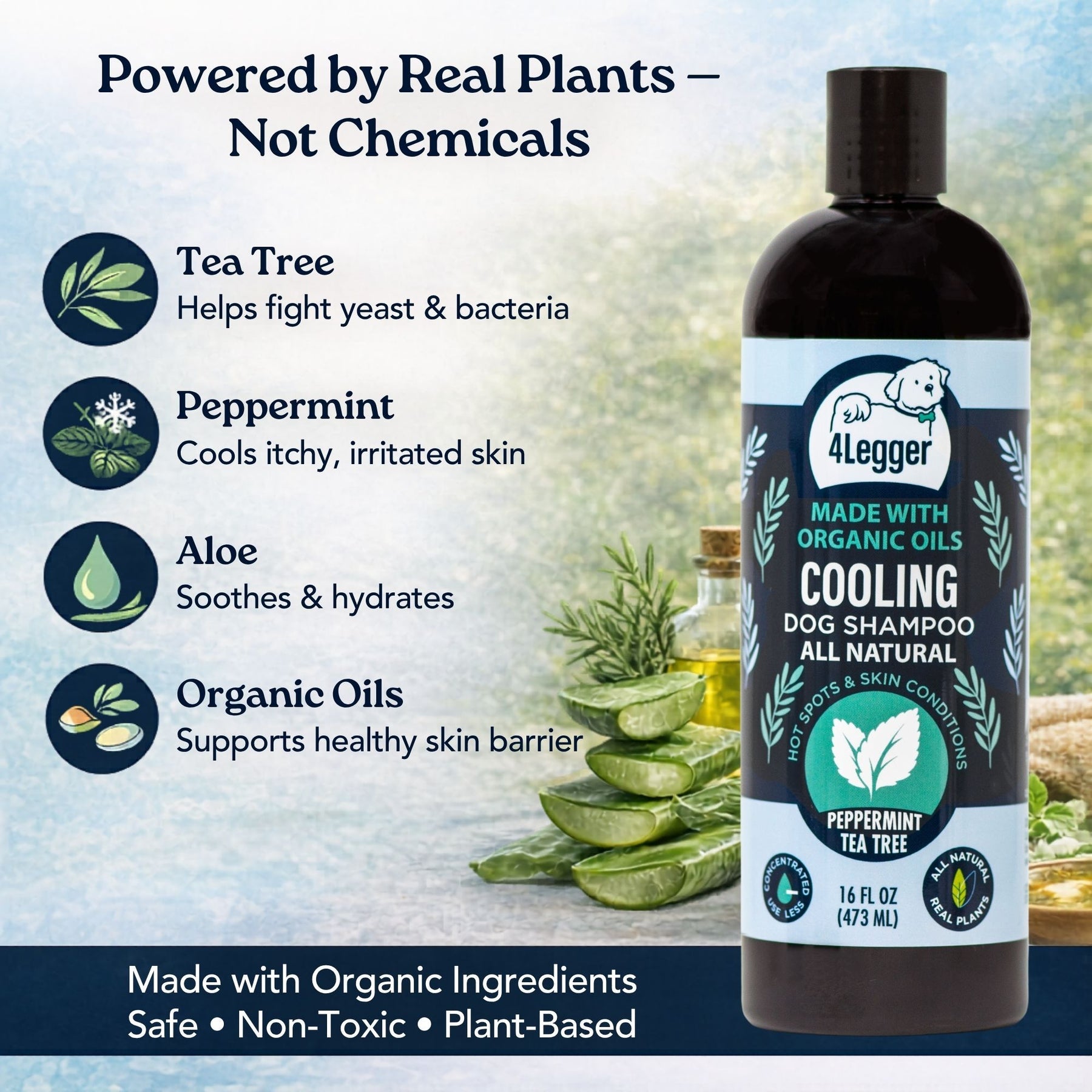 COOLING Organic Tea Tree & Peppermint Dog Shampoo