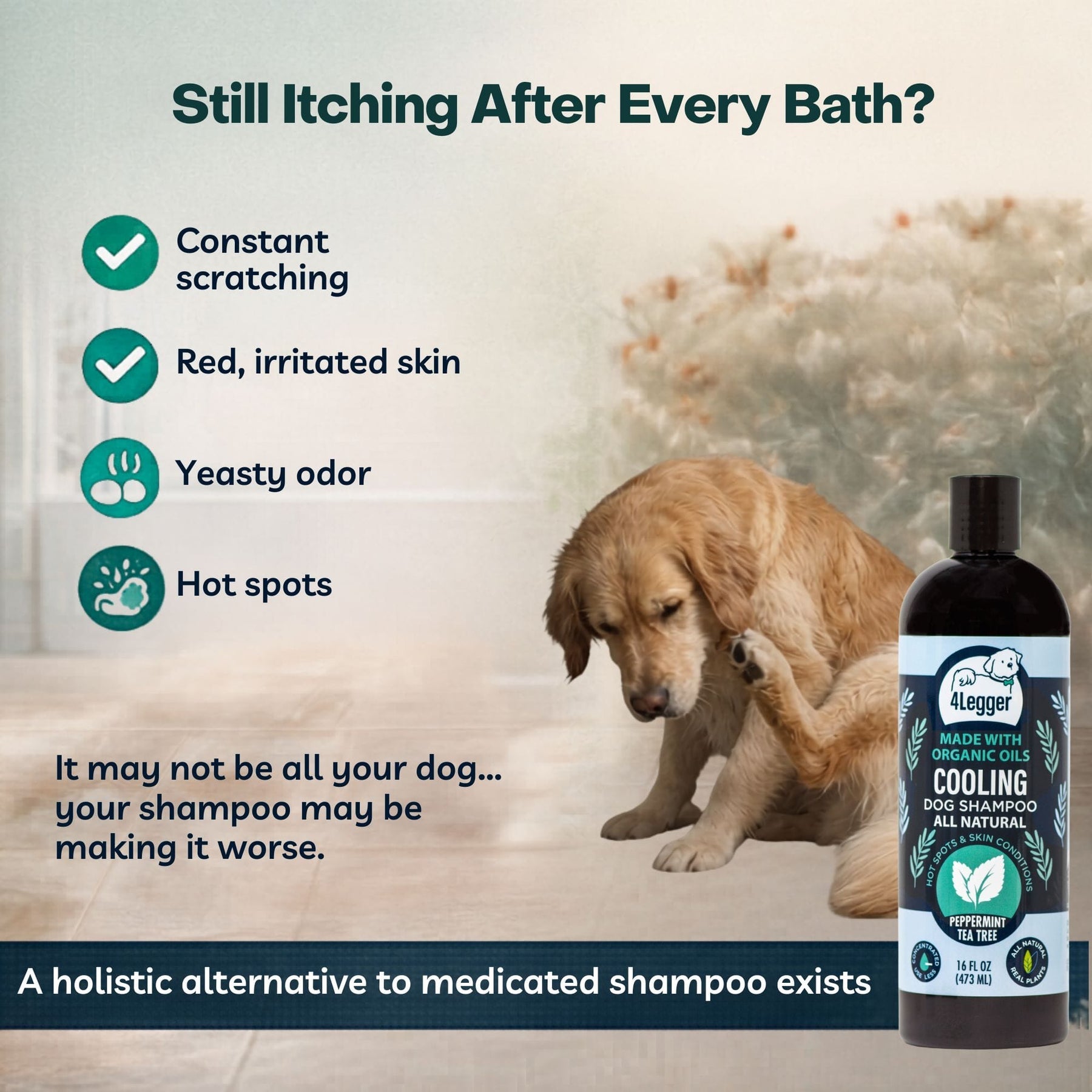 COOLING Organic Tea Tree & Peppermint Dog Shampoo