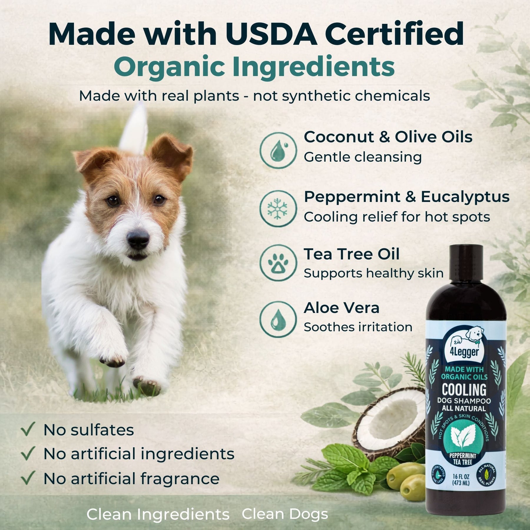 COOLING Organic Tea Tree & Peppermint Dog Shampoo
