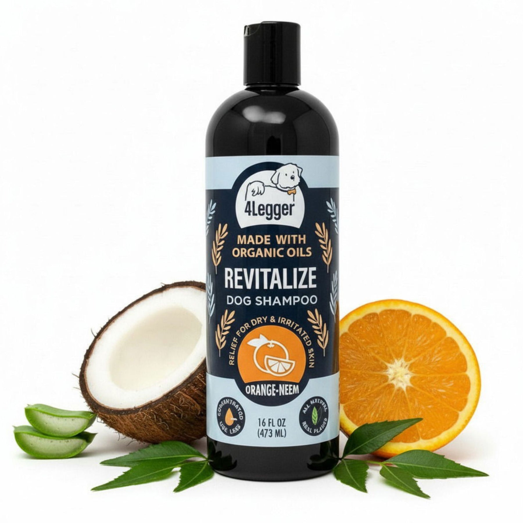 REVITALIZE - Organic Neem Dog Shampoo w/ Sweet Orange Essential Oil