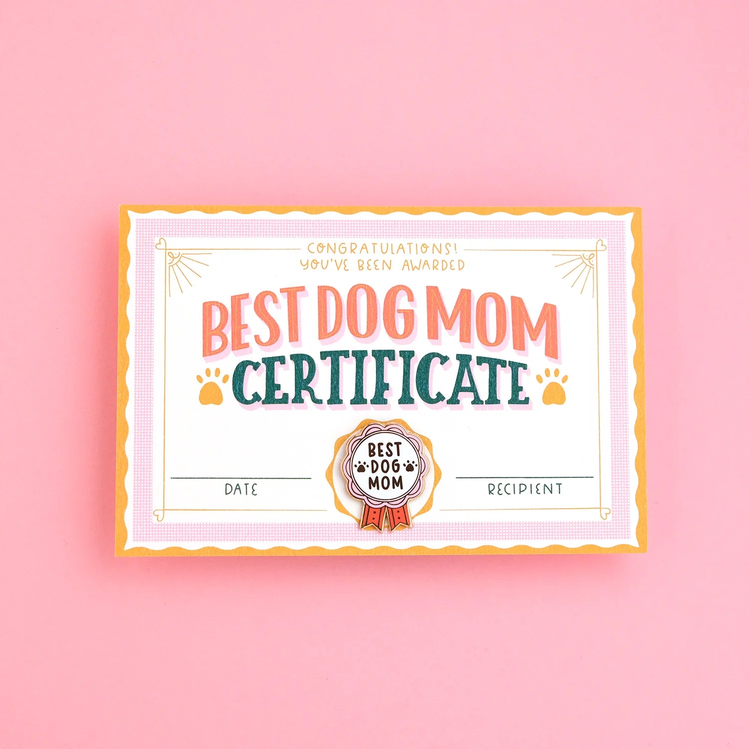 Best Dog Mom Certificate + Enamel Pin